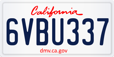 CA license plate 6VBU337