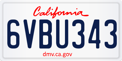 CA license plate 6VBU343