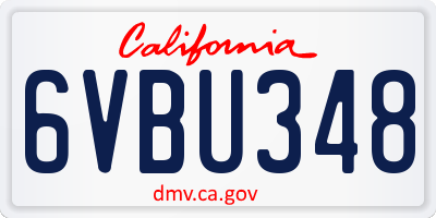 CA license plate 6VBU348