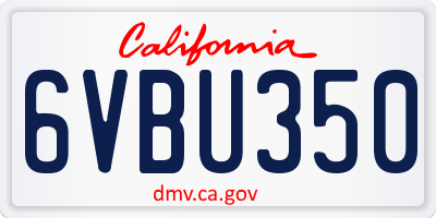 CA license plate 6VBU350