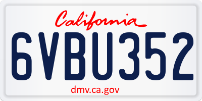 CA license plate 6VBU352