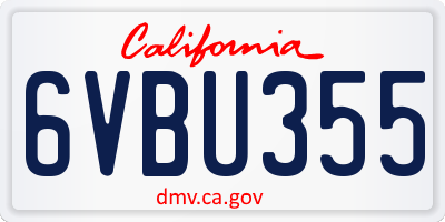 CA license plate 6VBU355