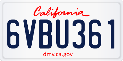 CA license plate 6VBU361