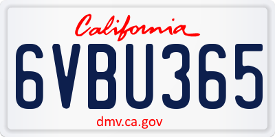 CA license plate 6VBU365