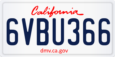 CA license plate 6VBU366