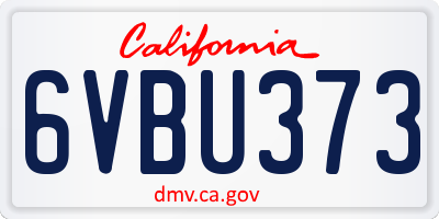 CA license plate 6VBU373