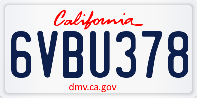 CA license plate 6VBU378