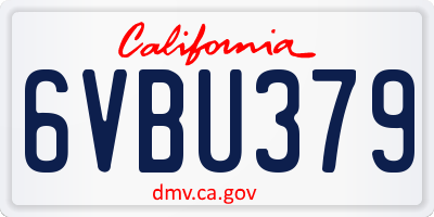 CA license plate 6VBU379