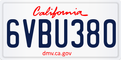 CA license plate 6VBU380