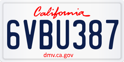 CA license plate 6VBU387