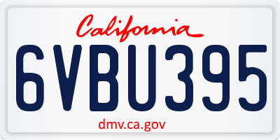 CA license plate 6VBU395