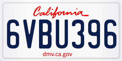 CA license plate 6VBU396