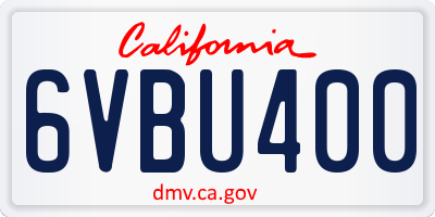 CA license plate 6VBU400