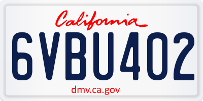 CA license plate 6VBU402