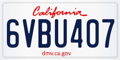 CA license plate 6VBU407