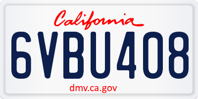 CA license plate 6VBU408