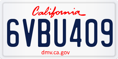 CA license plate 6VBU409