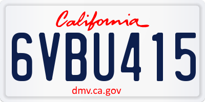 CA license plate 6VBU415
