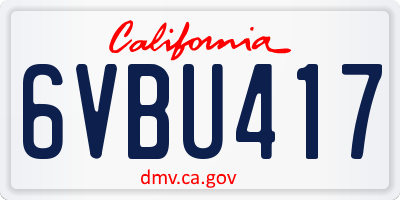 CA license plate 6VBU417