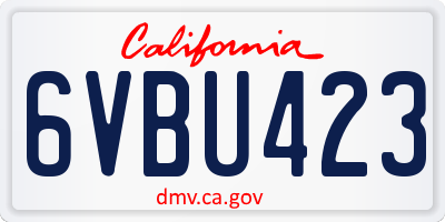 CA license plate 6VBU423