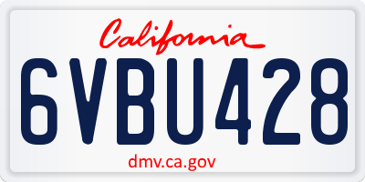 CA license plate 6VBU428