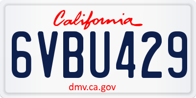 CA license plate 6VBU429