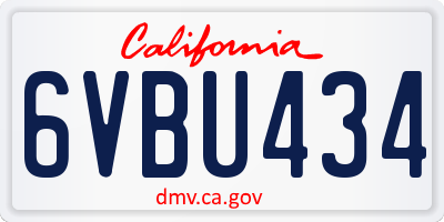 CA license plate 6VBU434
