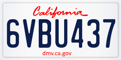 CA license plate 6VBU437
