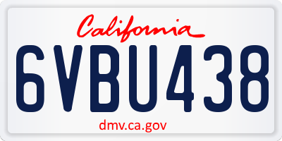 CA license plate 6VBU438