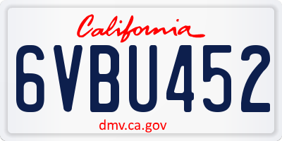 CA license plate 6VBU452