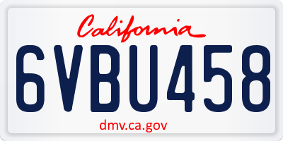 CA license plate 6VBU458