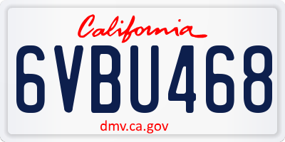 CA license plate 6VBU468