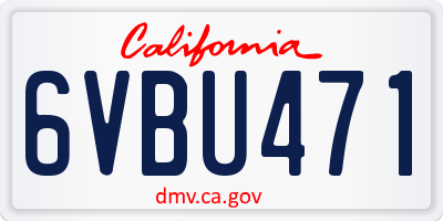 CA license plate 6VBU471