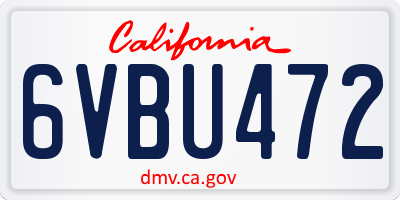 CA license plate 6VBU472