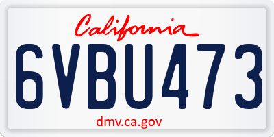 CA license plate 6VBU473