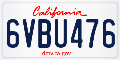 CA license plate 6VBU476
