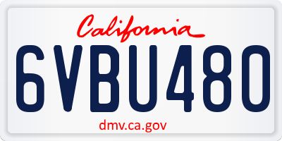 CA license plate 6VBU480