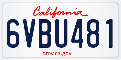 CA license plate 6VBU481