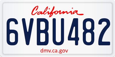 CA license plate 6VBU482