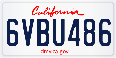 CA license plate 6VBU486