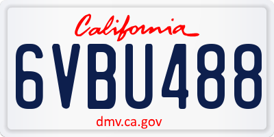 CA license plate 6VBU488