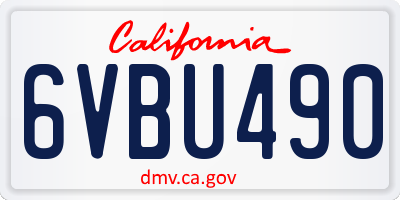 CA license plate 6VBU490