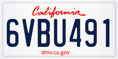 CA license plate 6VBU491