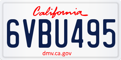 CA license plate 6VBU495