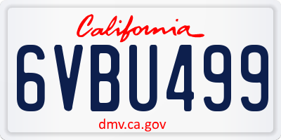CA license plate 6VBU499
