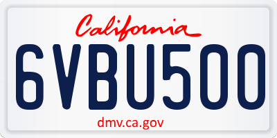 CA license plate 6VBU500