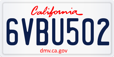 CA license plate 6VBU502