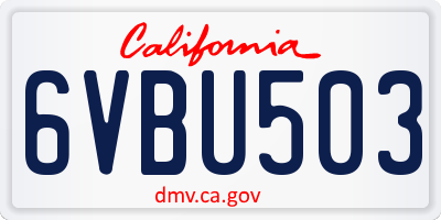 CA license plate 6VBU503