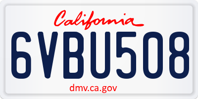 CA license plate 6VBU508