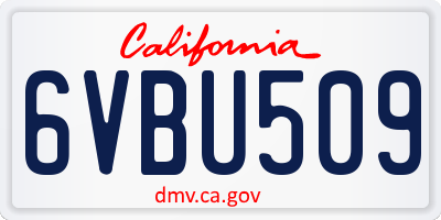 CA license plate 6VBU509